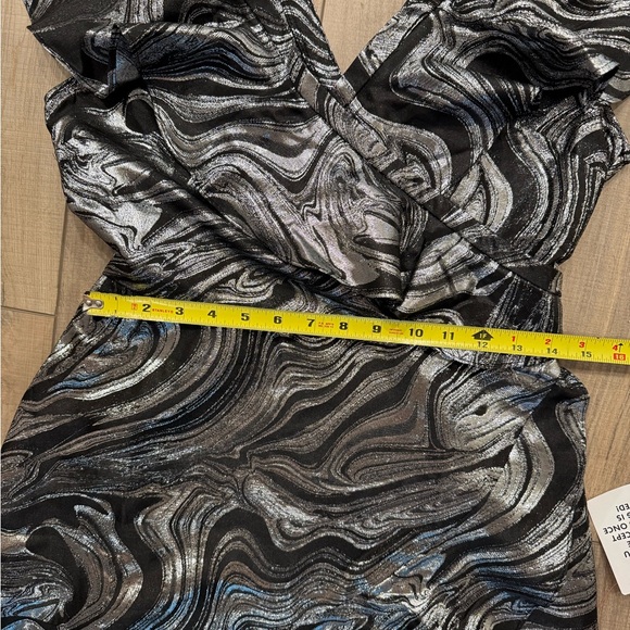 NWT Topshop Silver And Black Metallic Marble Mini Dress Small Size 6 New Years - Picture 6 of 8